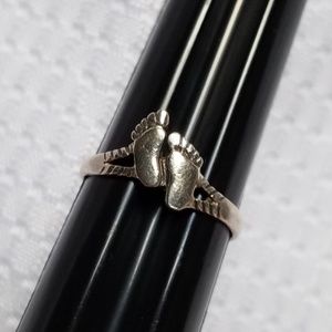 925 Sterling SILVER Feet Beach Footprint Ring